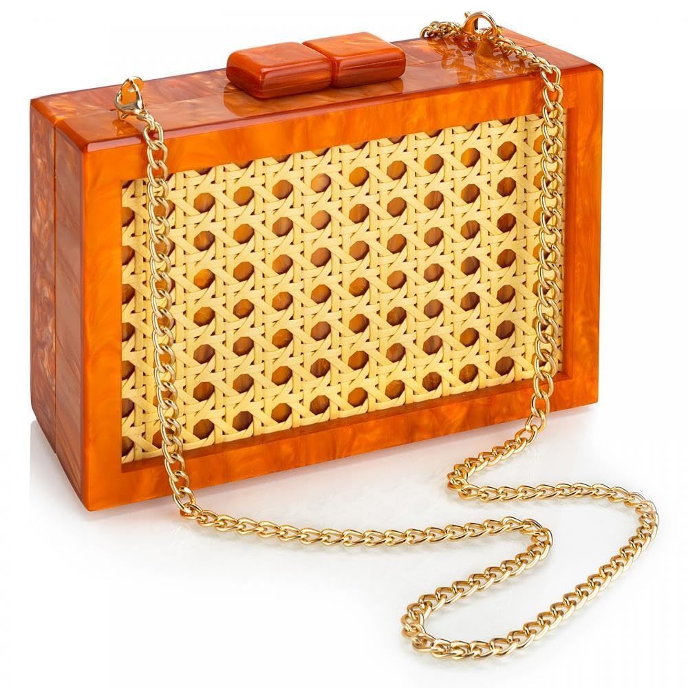 Acrylic Clutch Purses Wicker Woven Bag Crossbody Bag Elegant :v
